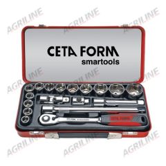 18 Piece 1/2&quot; Sq. Drive Hexagon Socket Set Metric